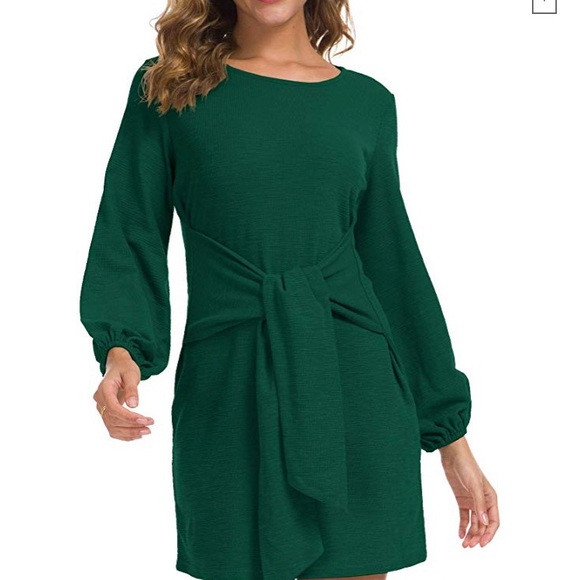 Dresses & Skirts - Tie waist sweater dress xl-xxl green tunic, belted